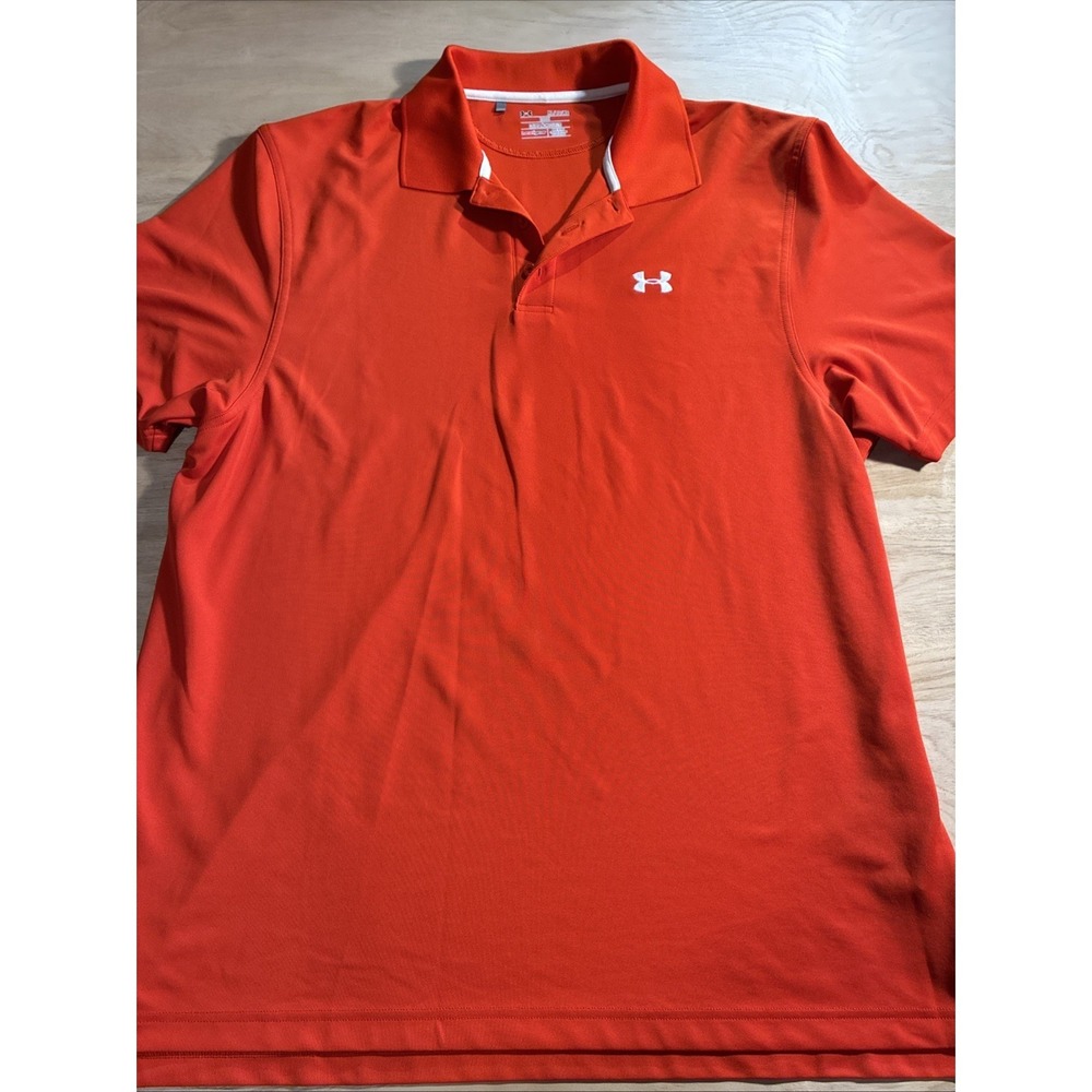 Under Armour HeatGear Orange Polo Shirt Men's Size XL‎